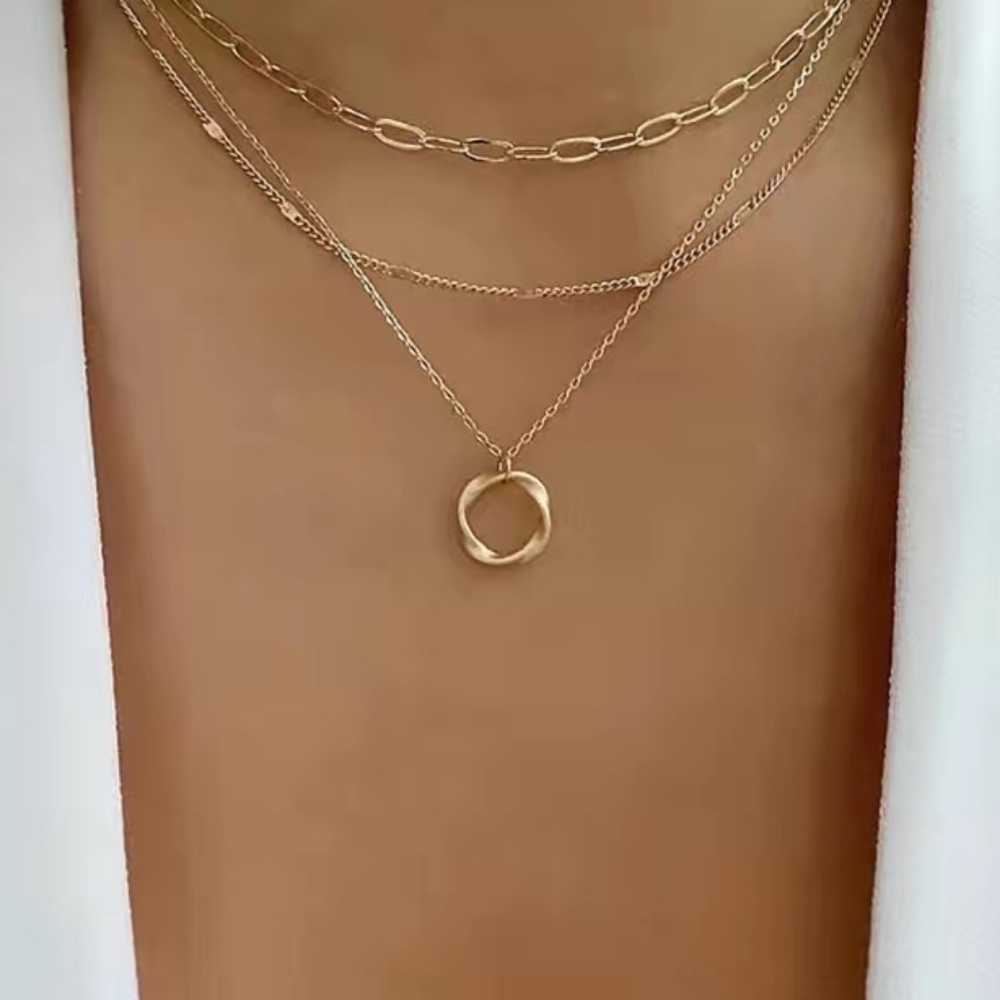 Gold Multi Layer Circle Necklace